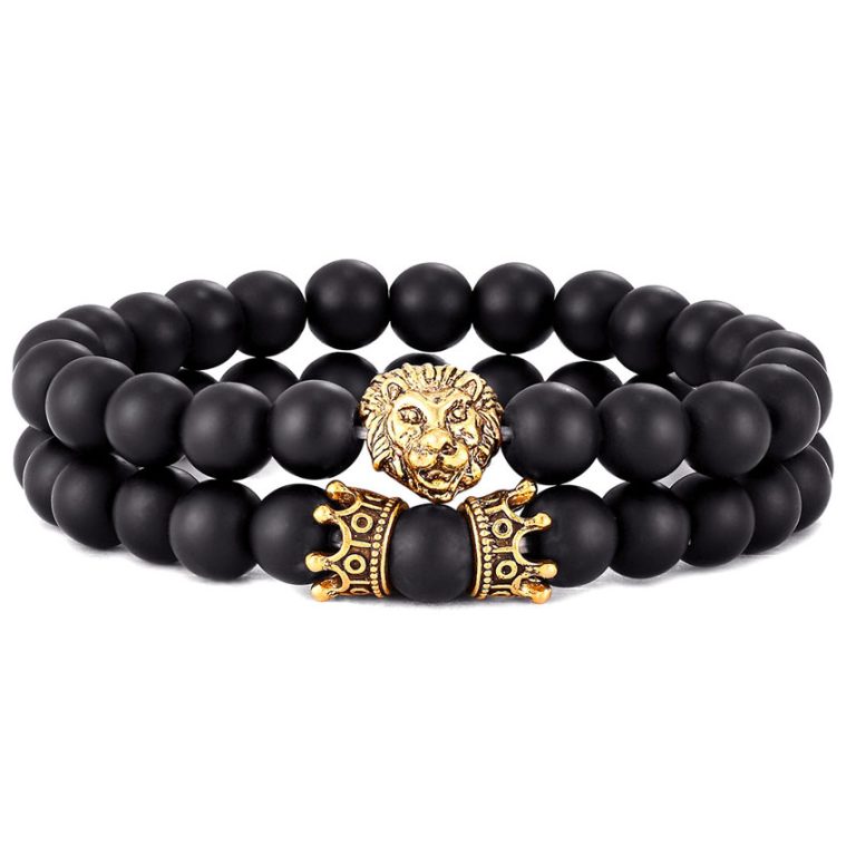 Bracelet Élastique Homme En Jade Blanc - Perle Lion - Acier Inoxydable - Neuf Avec étiquettes