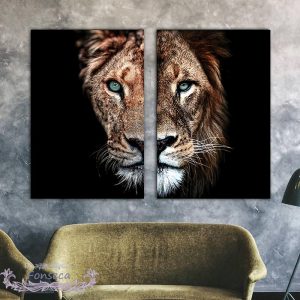 Tableau Lion en 2 Parties