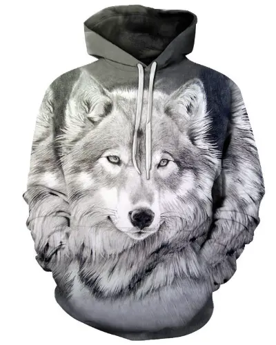 Pull Gris Tête de Loup – Liberté Totale