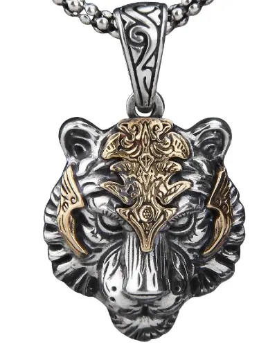 Collier Tête de Tigre Homme – Doré et Argenté – Fureur Insoumise